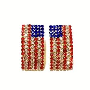 American Flag Statement Earrings - Red, Blue & Gold